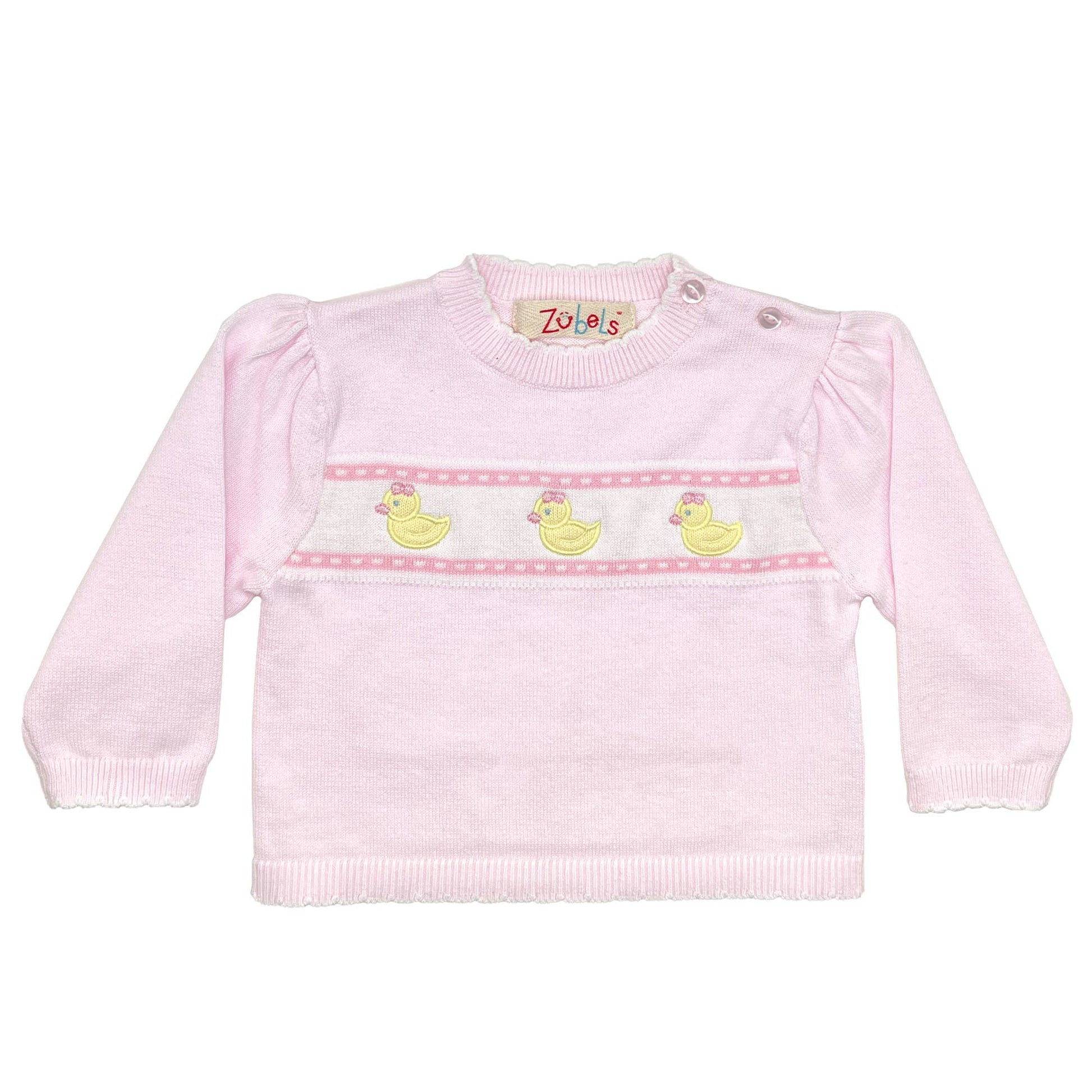 Three Little Ducks Pink Knit Sweater Petit Ami & Zubels
