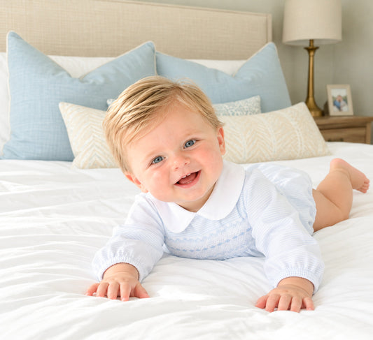 Benjamin Smocked Long Sleeve Bubble Magnolia Baby