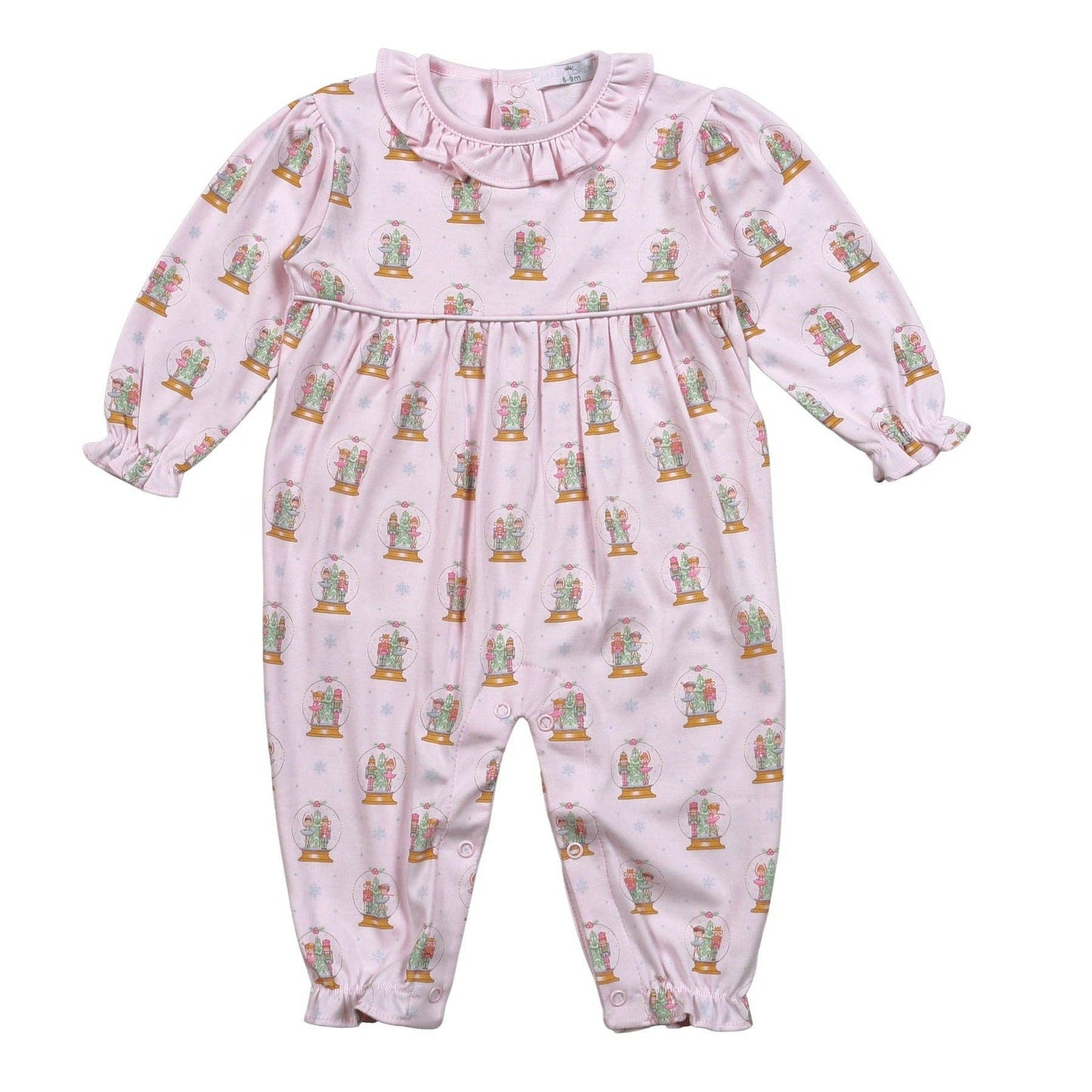 XSN-334 Pink Christmas Snow Globes Pima Romper Hug Me First