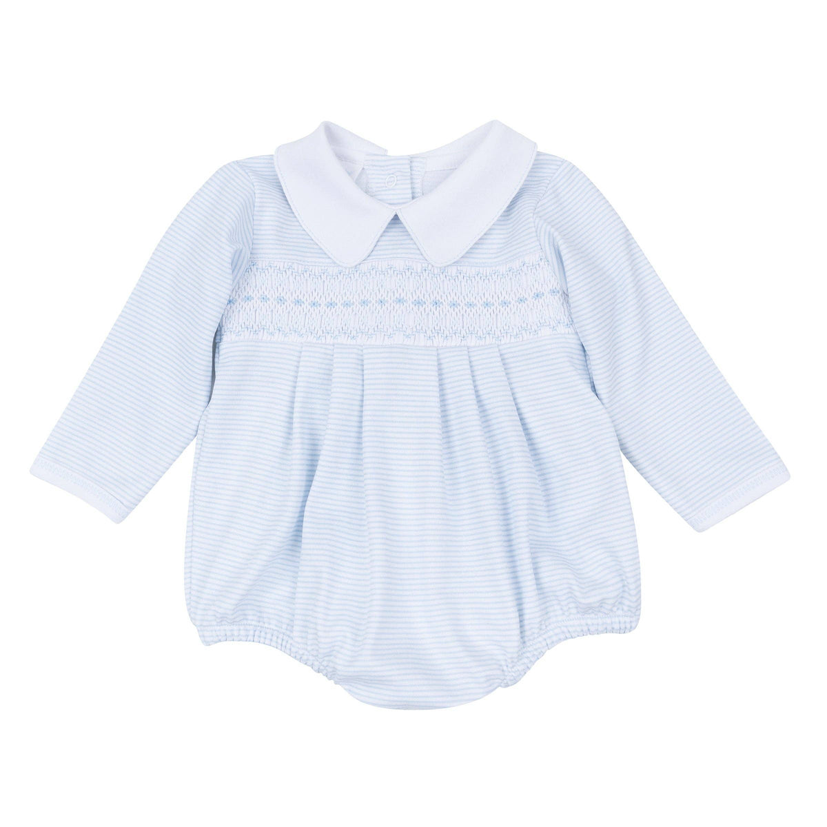 Benjamin Smocked Long Sleeve Bubble - Light Blue Magnolia Baby