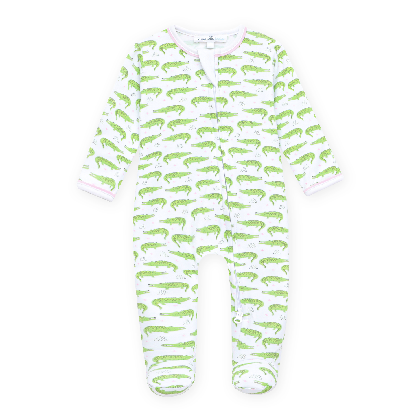 Bayou Baby Print Zip Footie - Pink Magnolia Baby