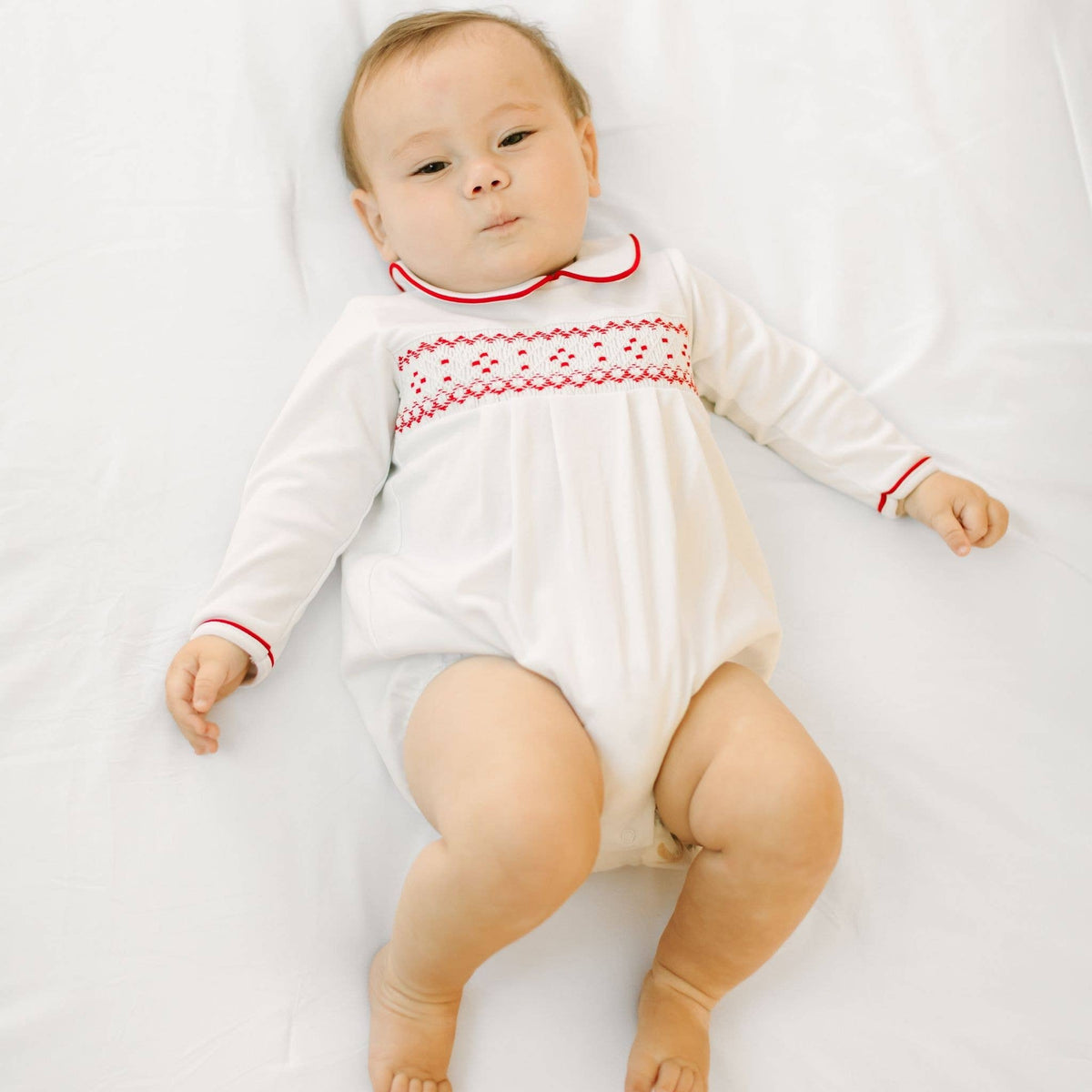 Henry Smocked Long Sleeve Boy Bubble Magnolia Baby