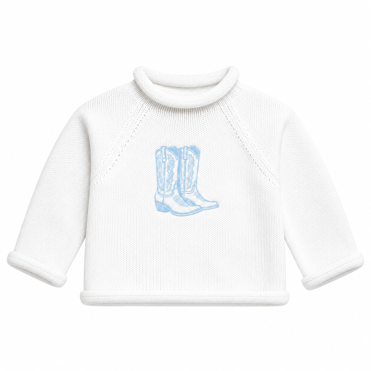 Darling Cowboy Boots Rollneck Sweater - Light Blue Magnolia Baby
