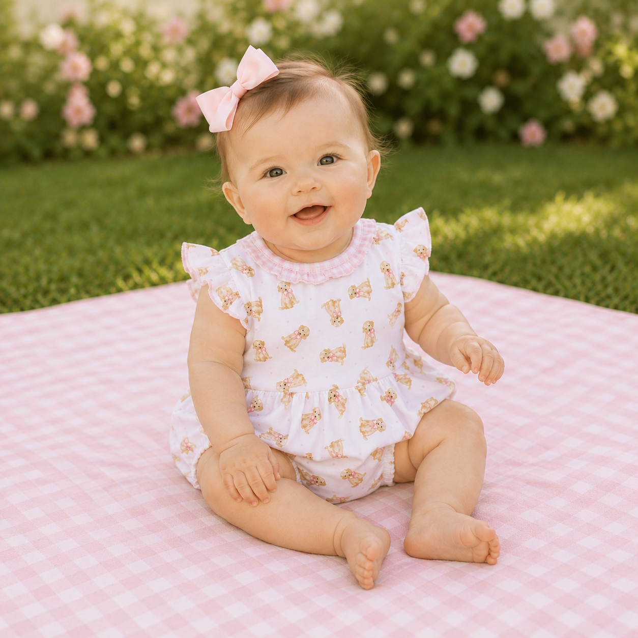 Sweet Golden Print Bubble - Pink Magnolia Baby
