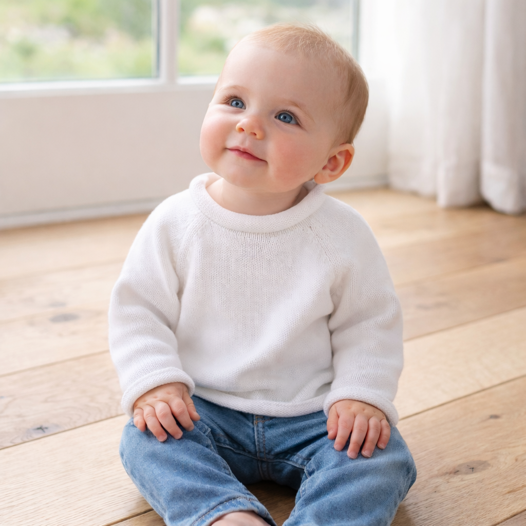 Essentials Knits White Raglan Sweater Magnolia Baby