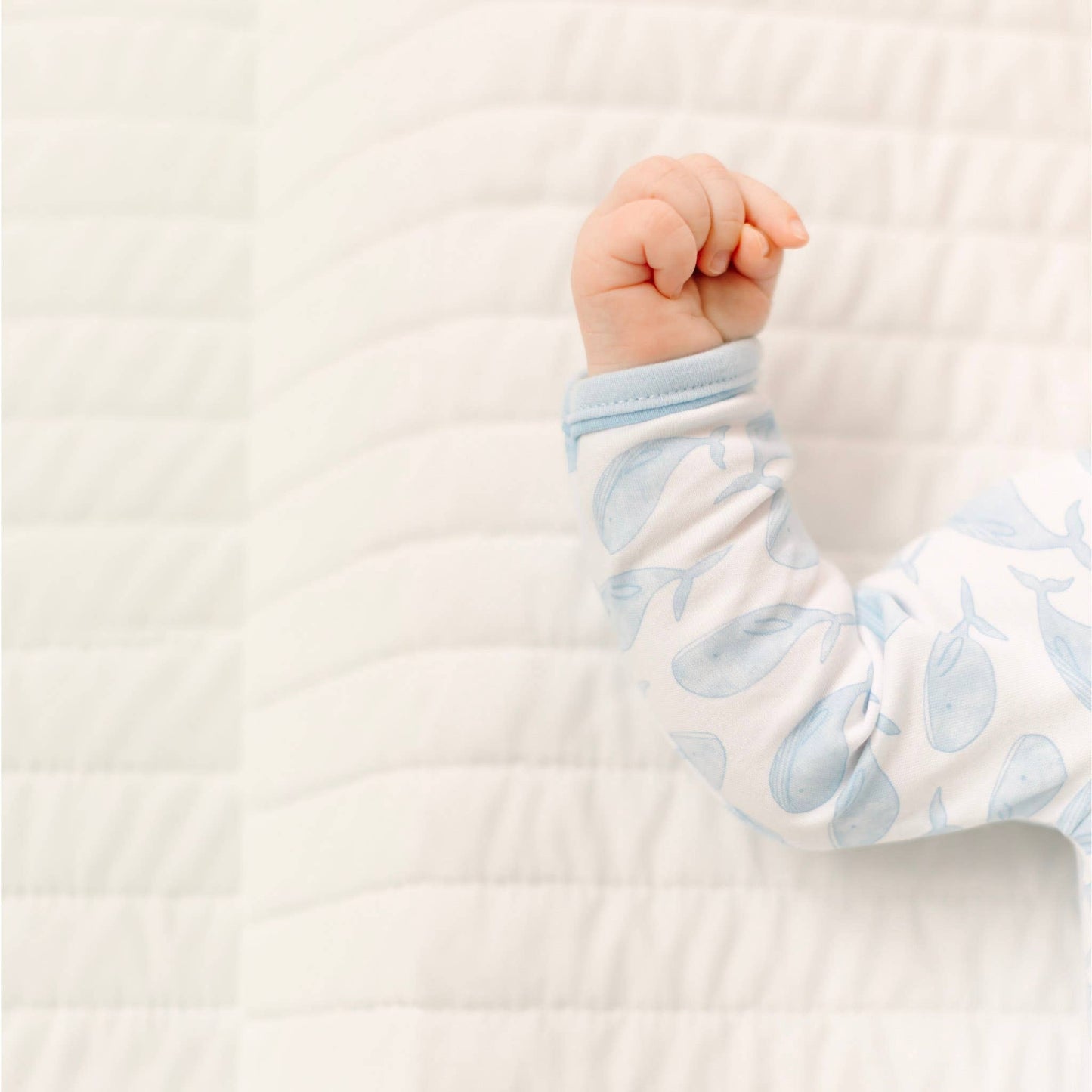 Azure Whales Print Zip Footie - Light Blue Magnolia Baby