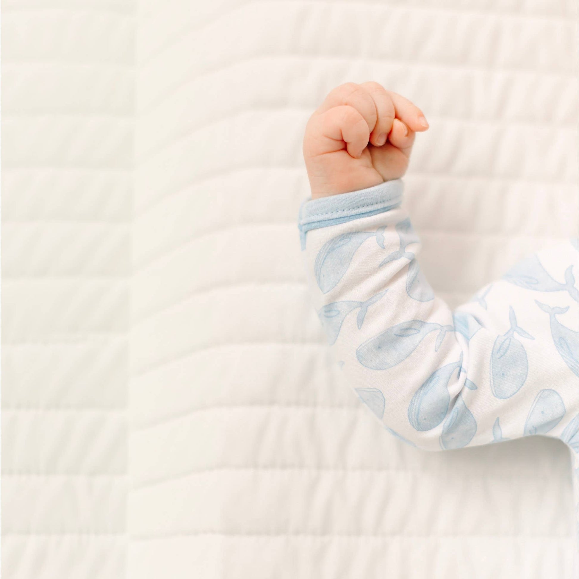 Azure Whales Print Zip Footie - Light Blue Magnolia Baby