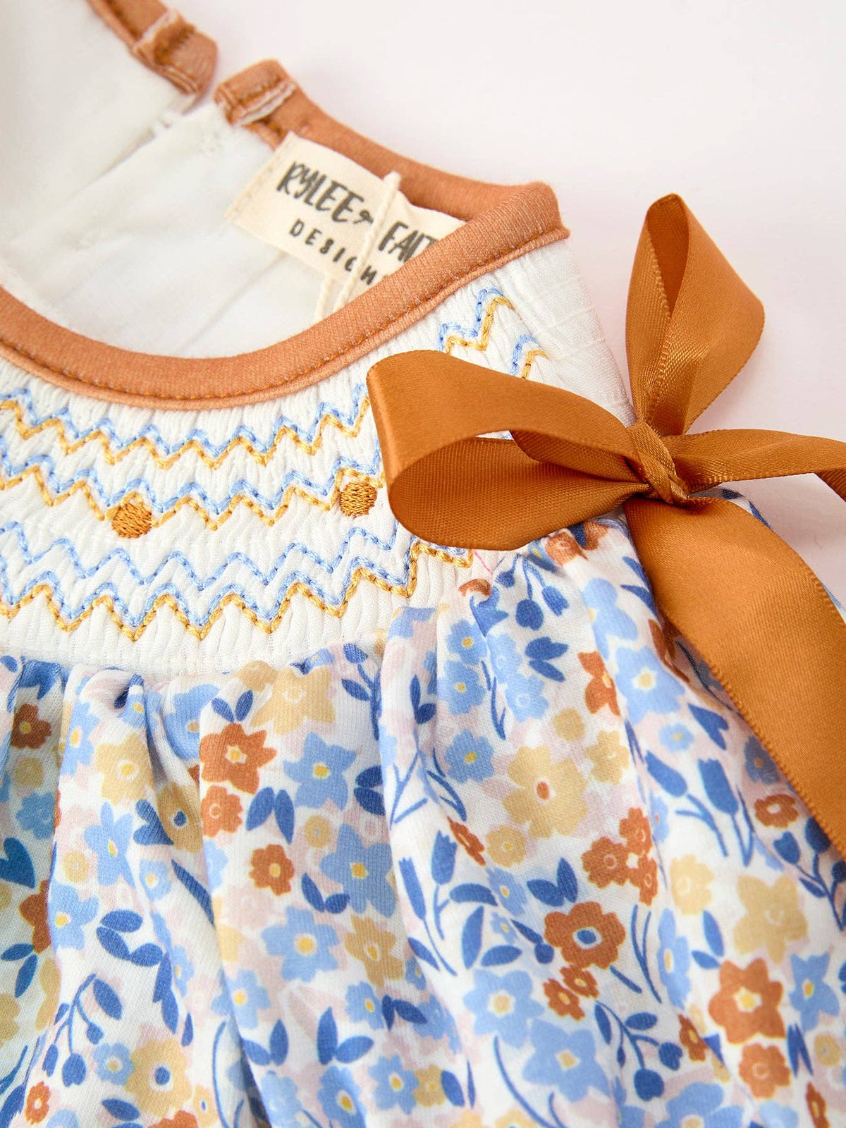 Fall Floral Smocked Girls Bloomer Set Rylee Faith Designs