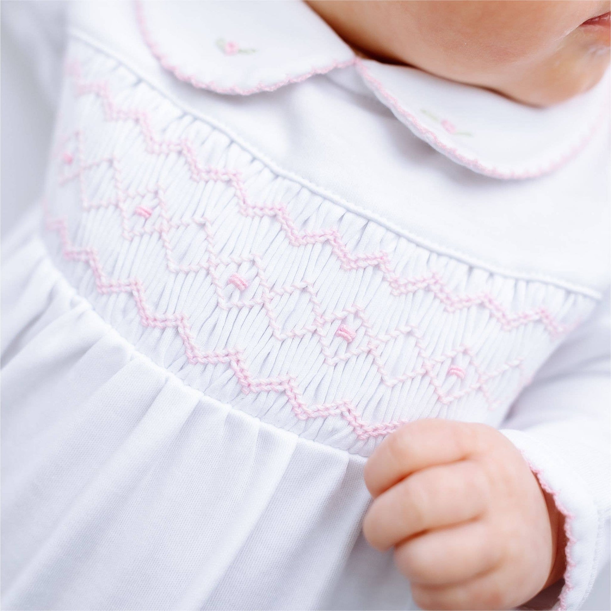 Lizzie's Classics Smocked Footie - Pink Magnolia Baby