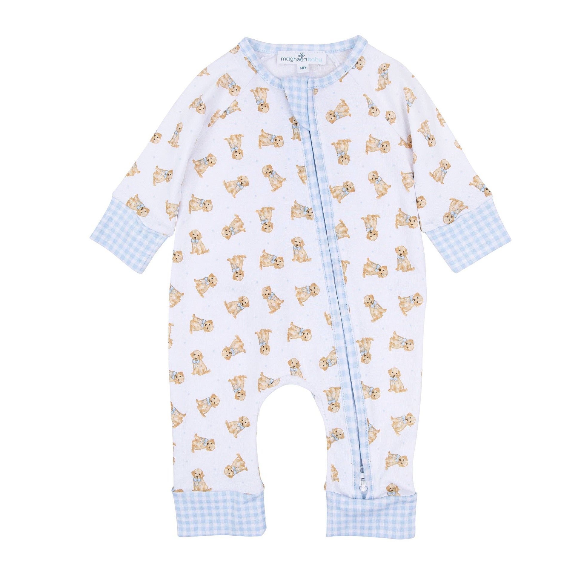 Sweet Golden Print Zip Playsuit - Light Blue Magnolia Baby