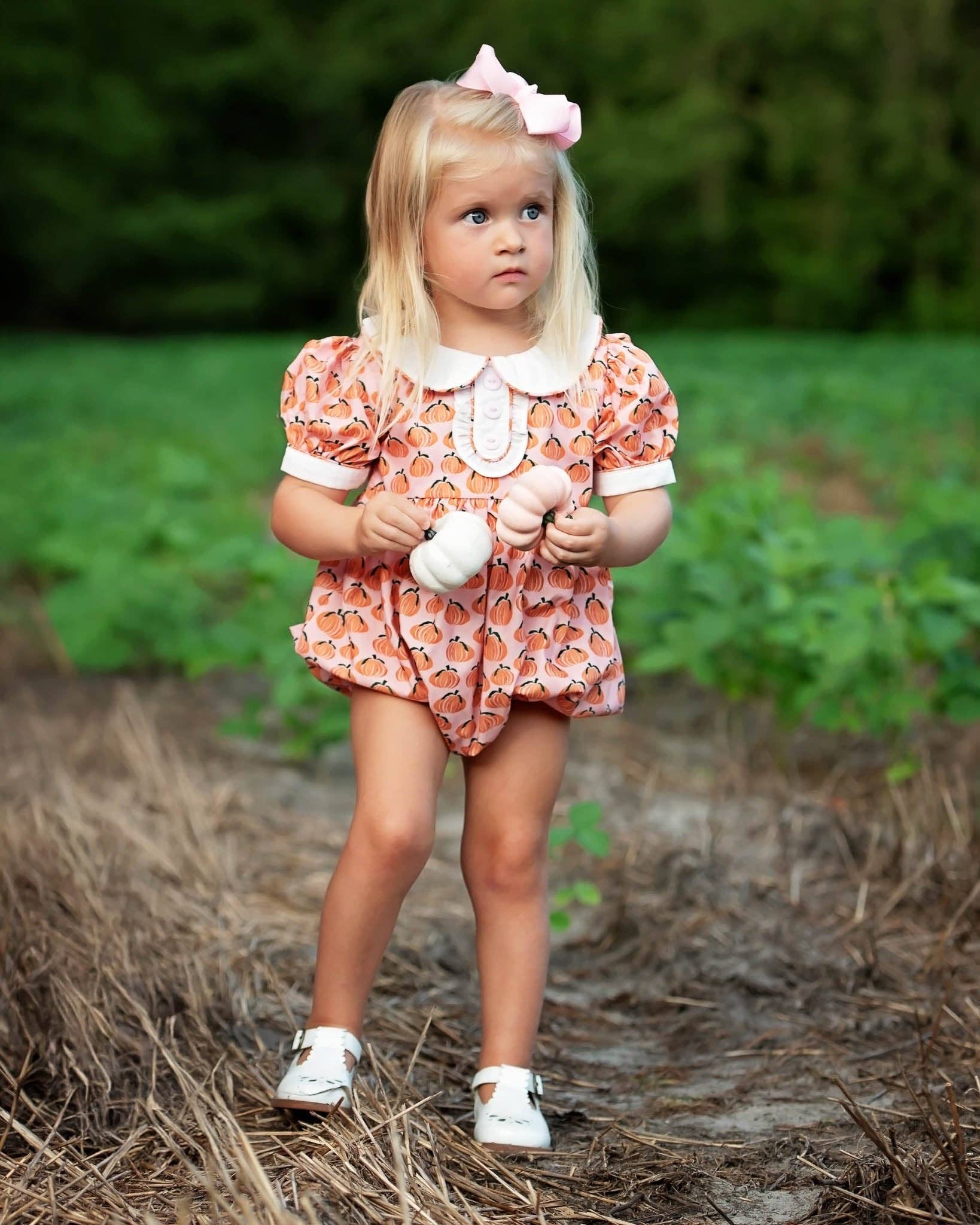 Pumpkin Spice Print Pink Bubble Smockingbird