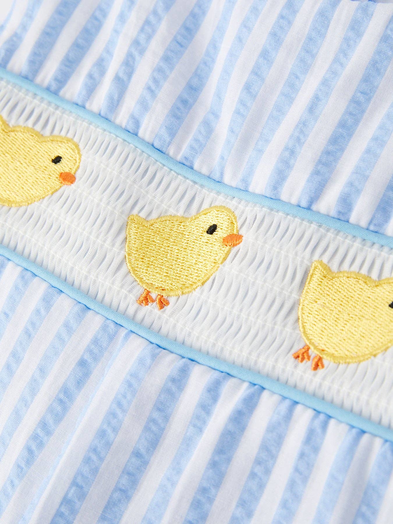 Spring and Summer Chicken Embroidery Blue Boy Romper Rylee Faith Designs