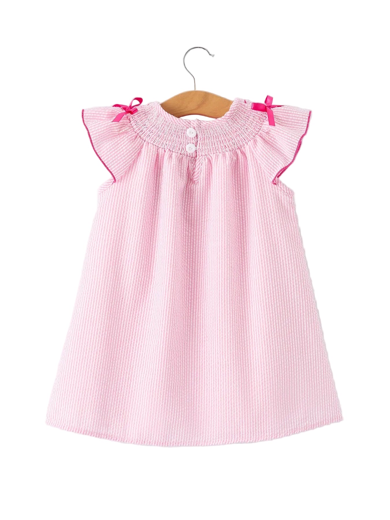 Strawberry Smocked Girl Dress Bow Ruffle Rylee Faith Designs