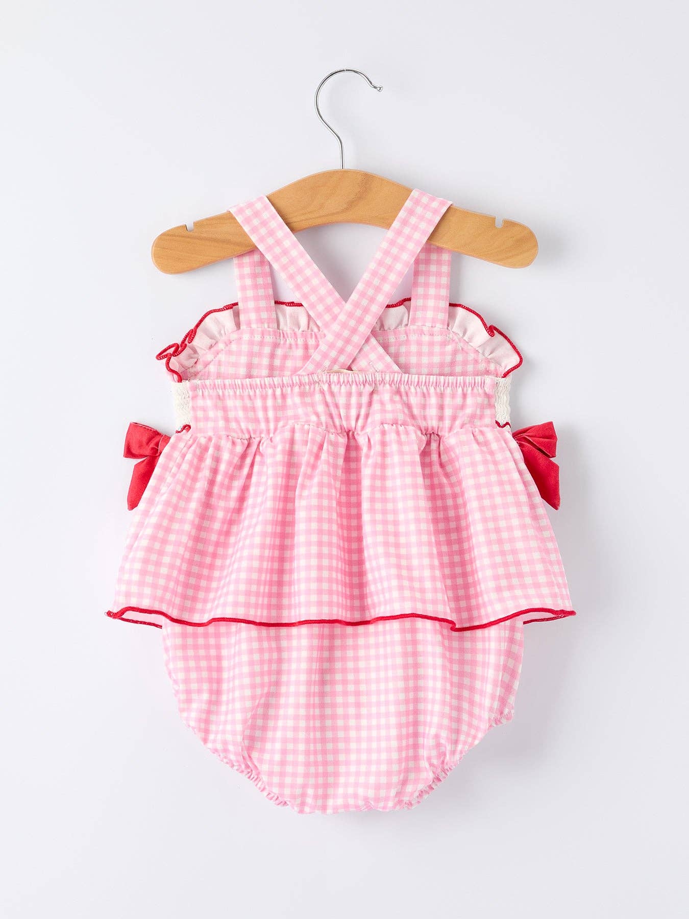 4th of July Plaid Girls Romper Bow Ruffle Rylee Faith Designs