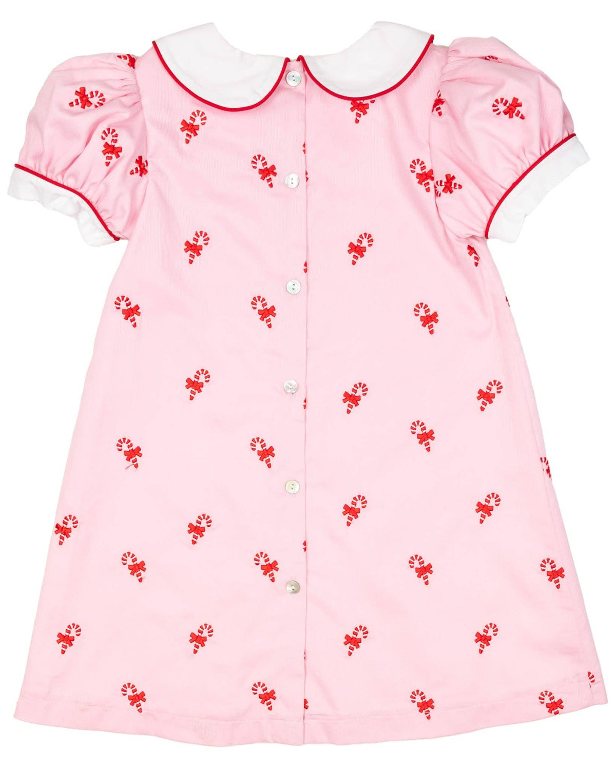 Candy Canes Embroidered Pink Dress Smockingbird