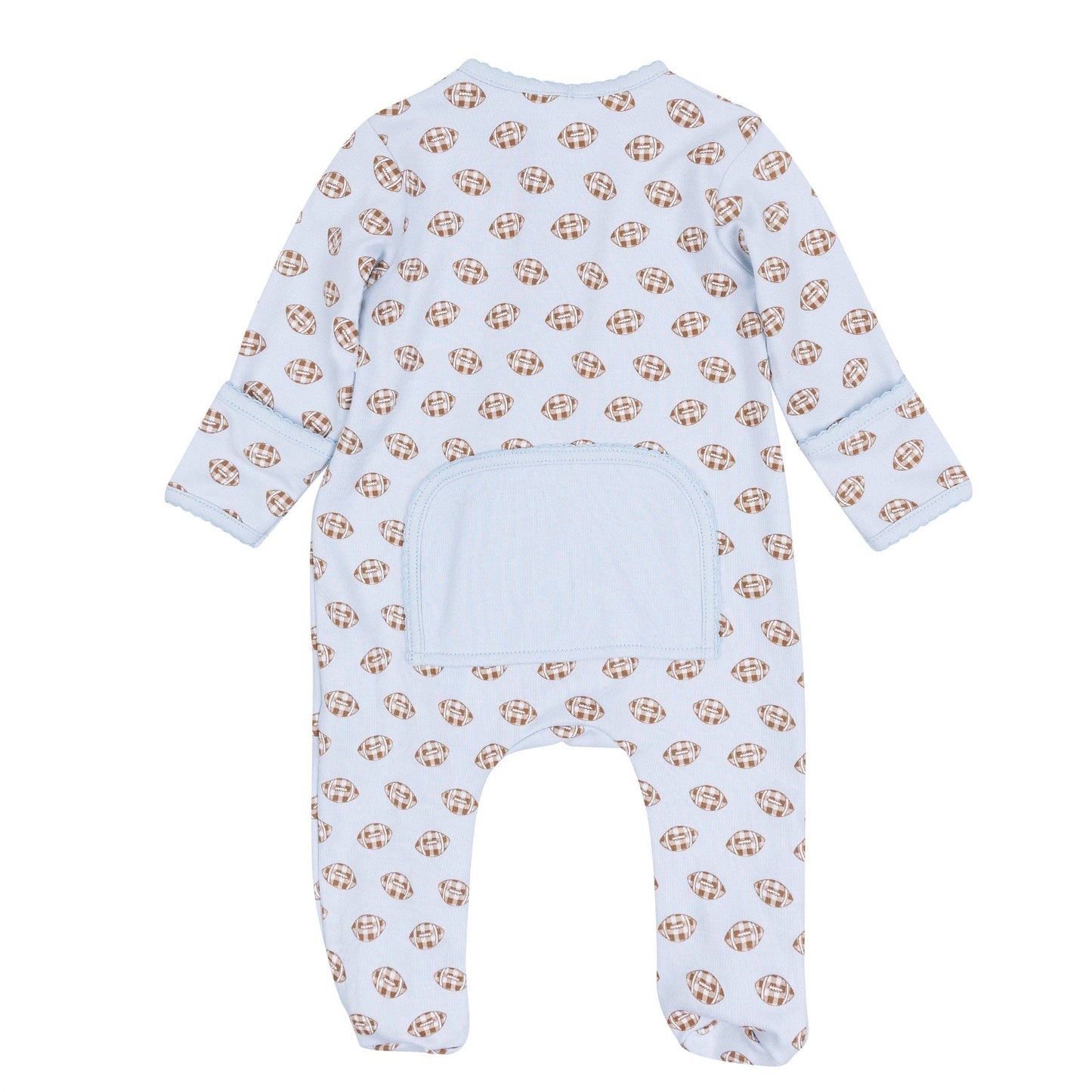 Tiny Tailgater Print Zip Footie - Light Blue Magnolia Baby