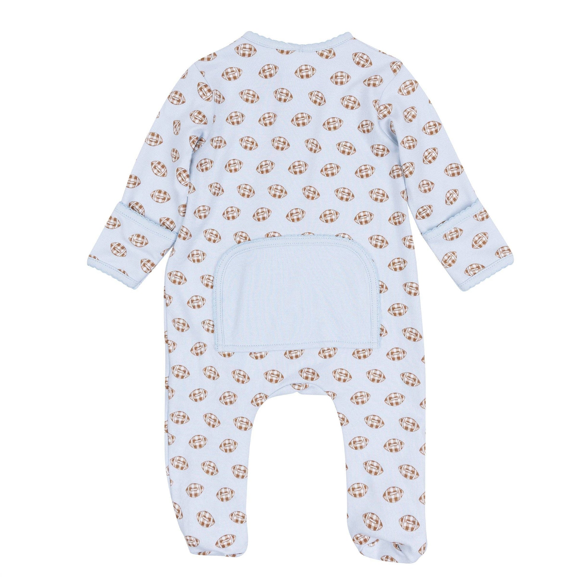 Tiny Tailgater Print Zip Footie - Light Blue Magnolia Baby