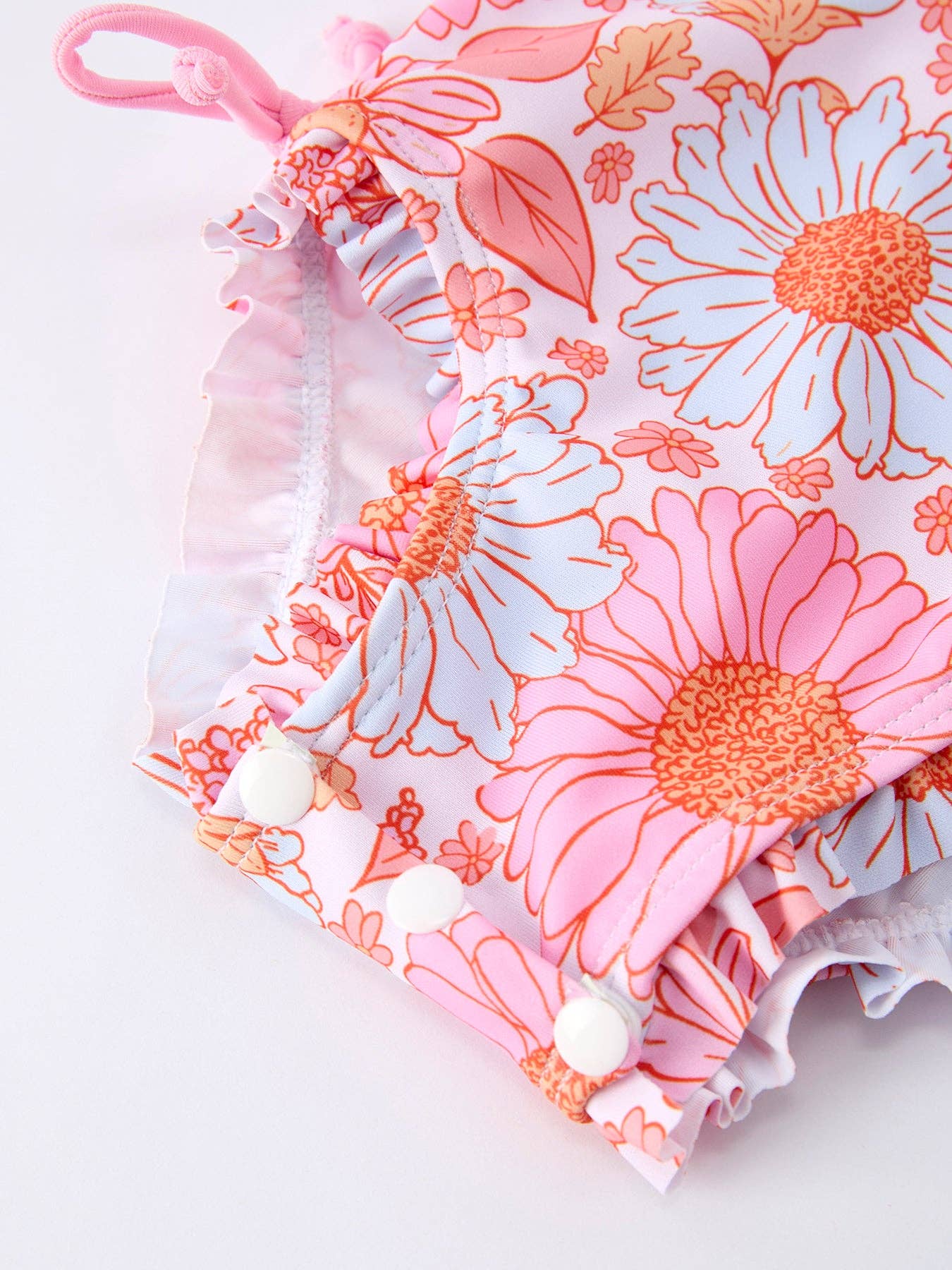 Summer Daisy Floral Girl Long Sleeve Ruffle One Piece Swimsuit Rylee Faith Designs