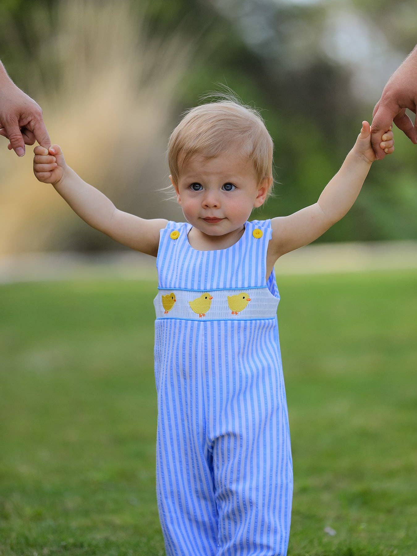 Spring and Summer Chicken Embroidery Blue Boy Romper Rylee Faith Designs
