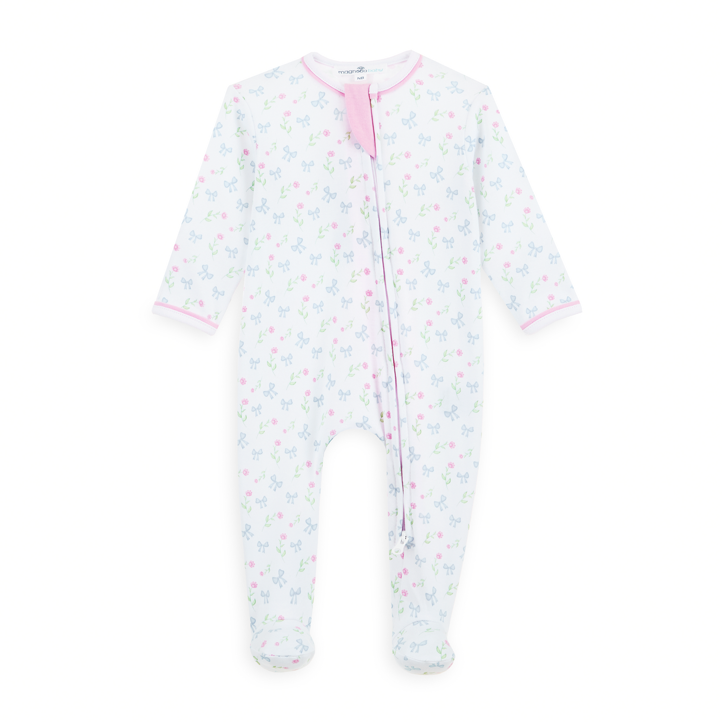 Evelyn's Classics Print Zip Footie Magnolia Baby