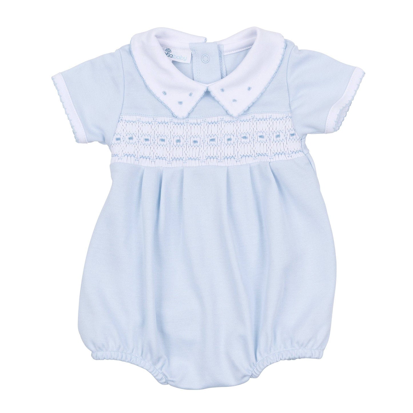Landry Smocked Bubble - Light Blue Magnolia Baby