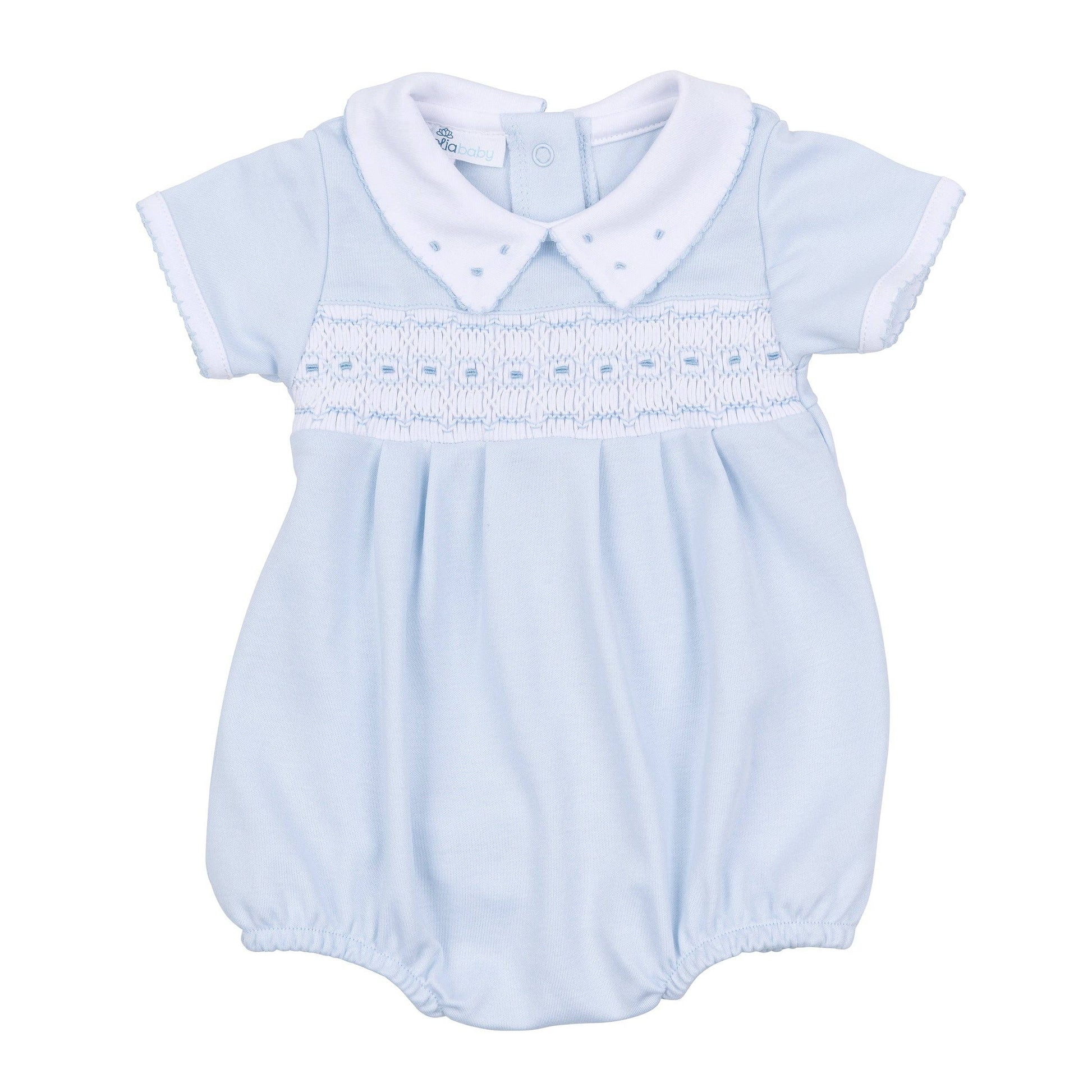 Landry Smocked Bubble - Light Blue Magnolia Baby