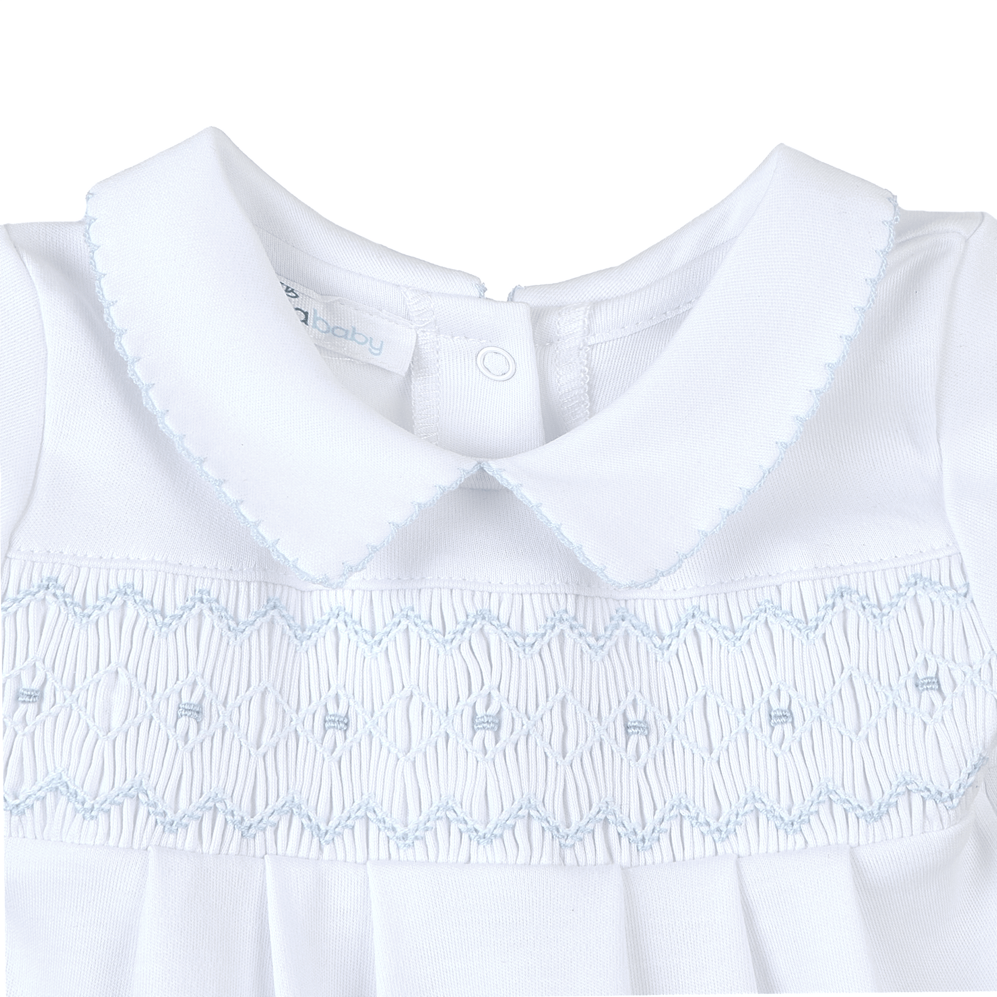 Landon's Classics Smocked Footie - Light Blue Magnolia Baby