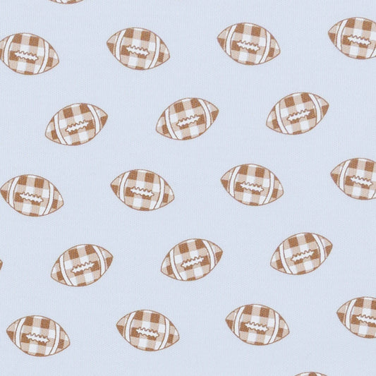 Tiny Tailgater Print Zip Footie - Light Blue Magnolia Baby