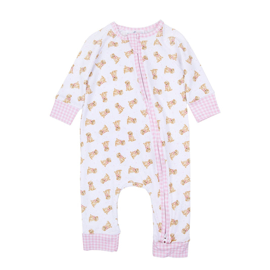 Sweet Golden Print Zip Playsuit - Pink Magnolia Baby