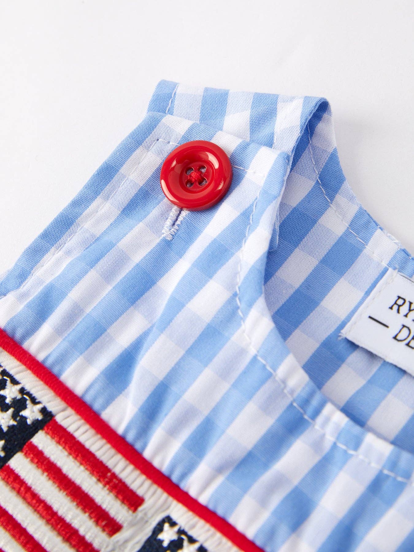 4th of july Flag Embroidery Smocking Boys Romper Rylee Faith Designs