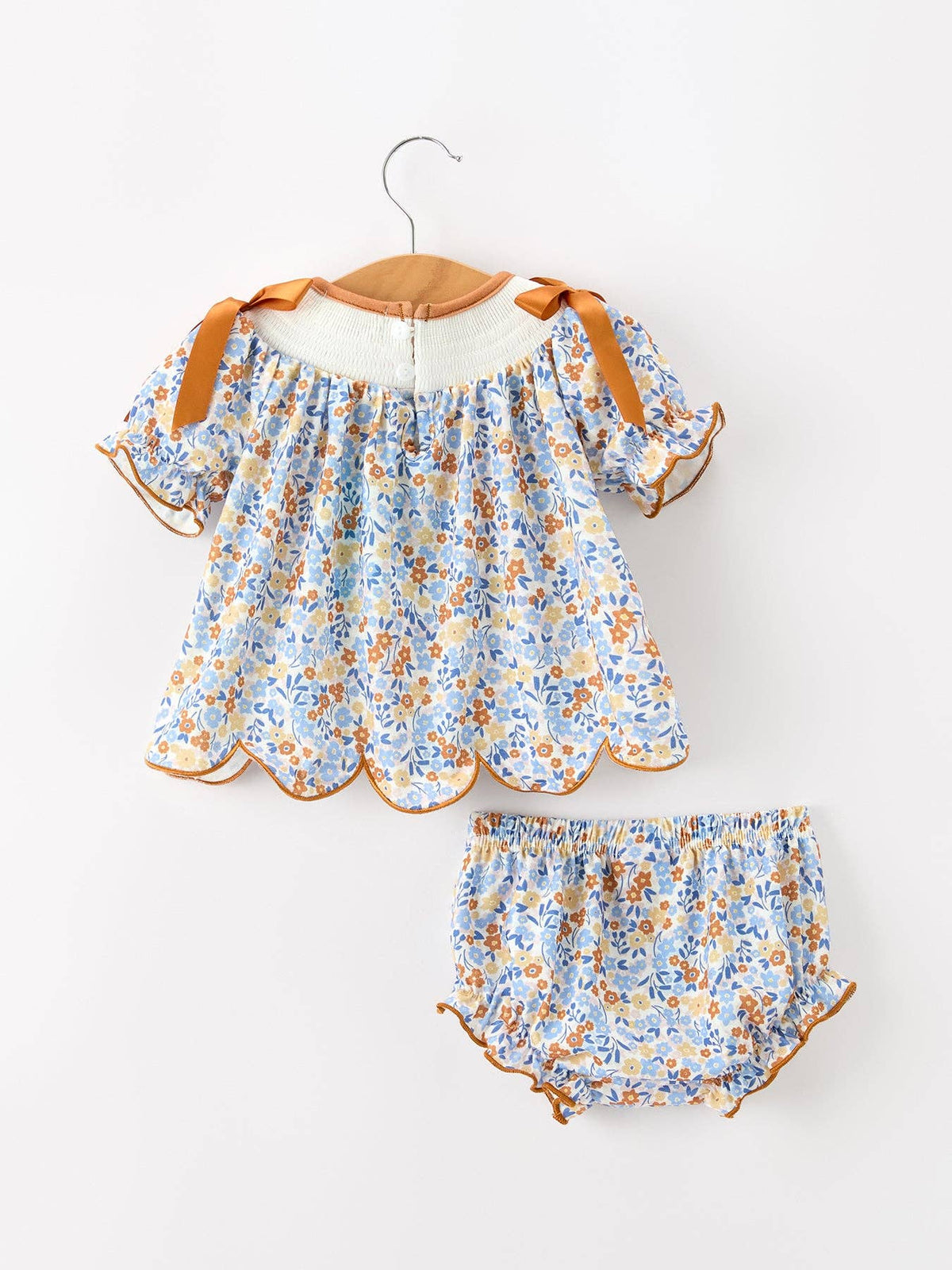 Fall Floral Smocked Girls Bloomer Set Rylee Faith Designs