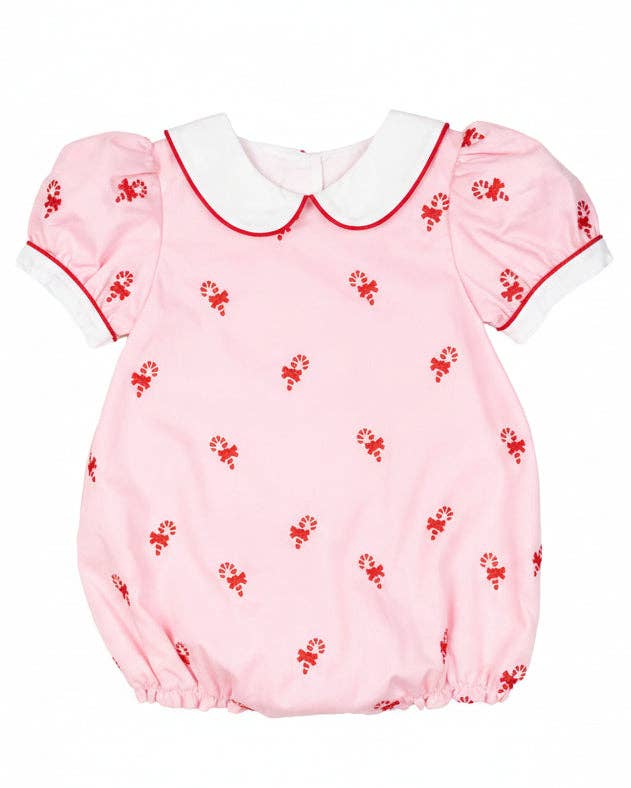 Candy Canes Embroidered Pink Bubble Smockingbird