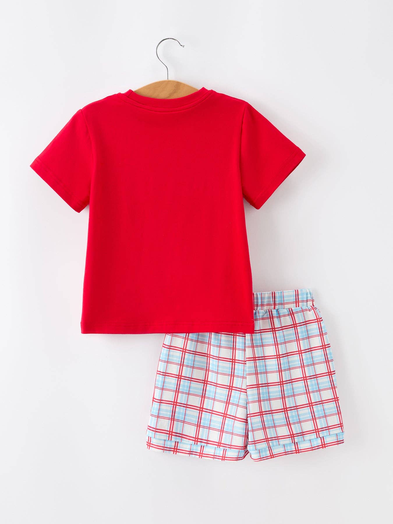 4th of July Flag Boys Set Short Sleeve Top Plaid Shorts Rylee Faith Designs