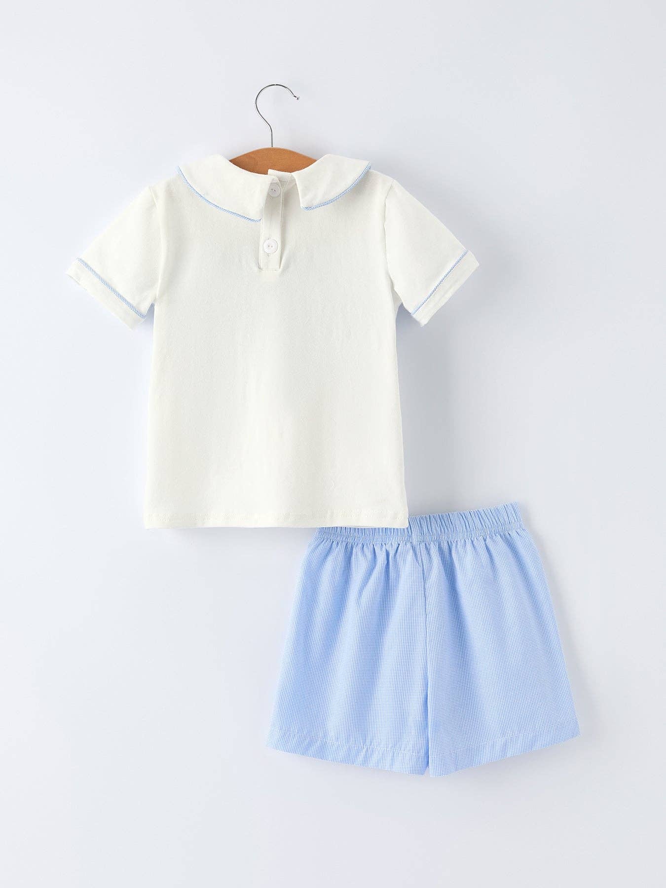 Blue Smocked Church Christ Bishop Christening Toddler Boys'Set Rylee Faith Designs