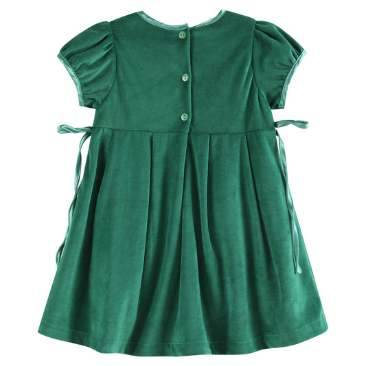 Green Velvet and Satin Bow Christmas Dress Lil Cactus