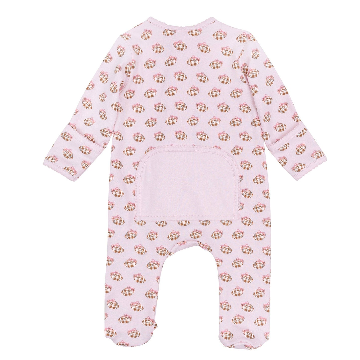 Tiny Tailgater Print Zip Footie - Pink Magnolia Baby