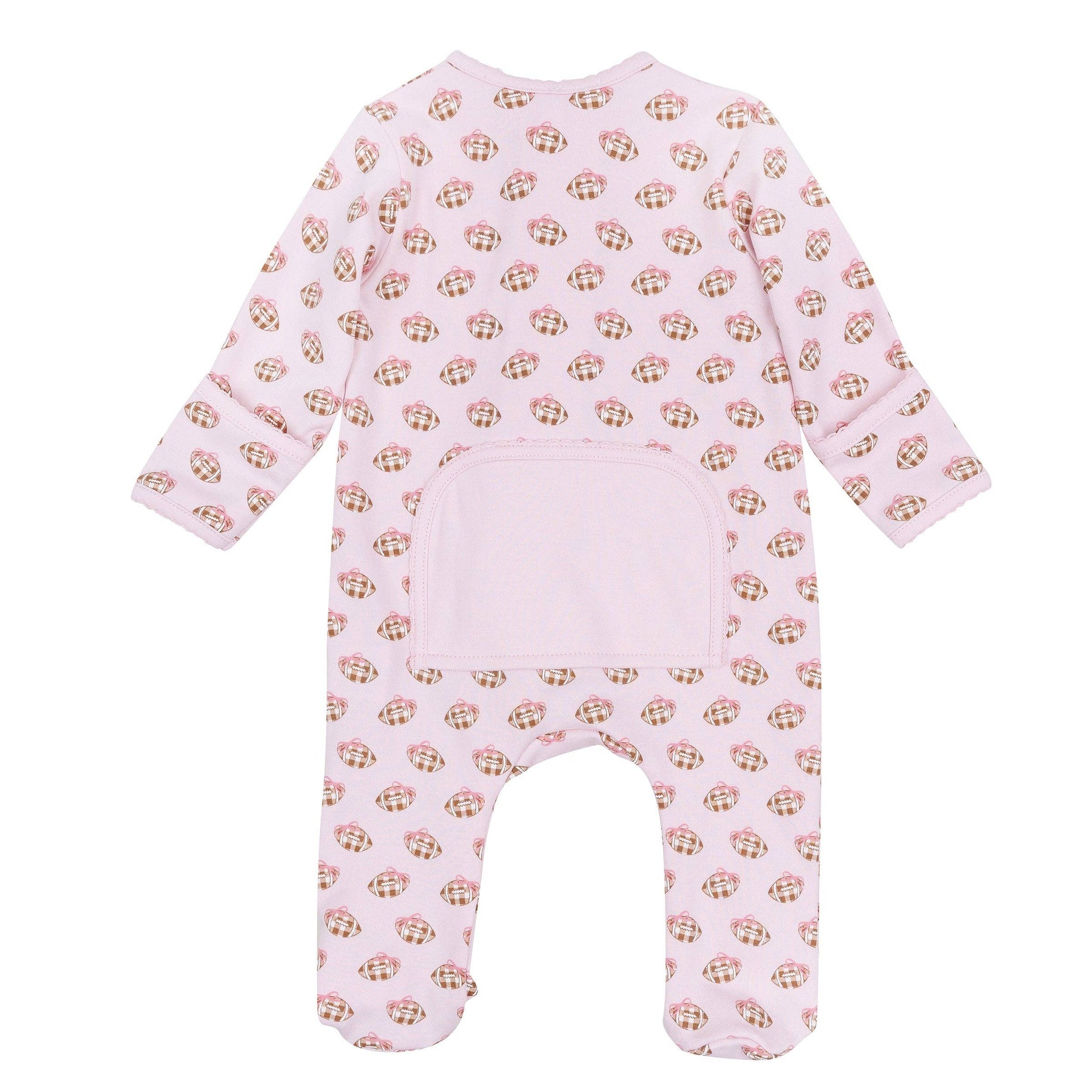 Tiny Tailgater Print Zip Footie - Pink Magnolia Baby