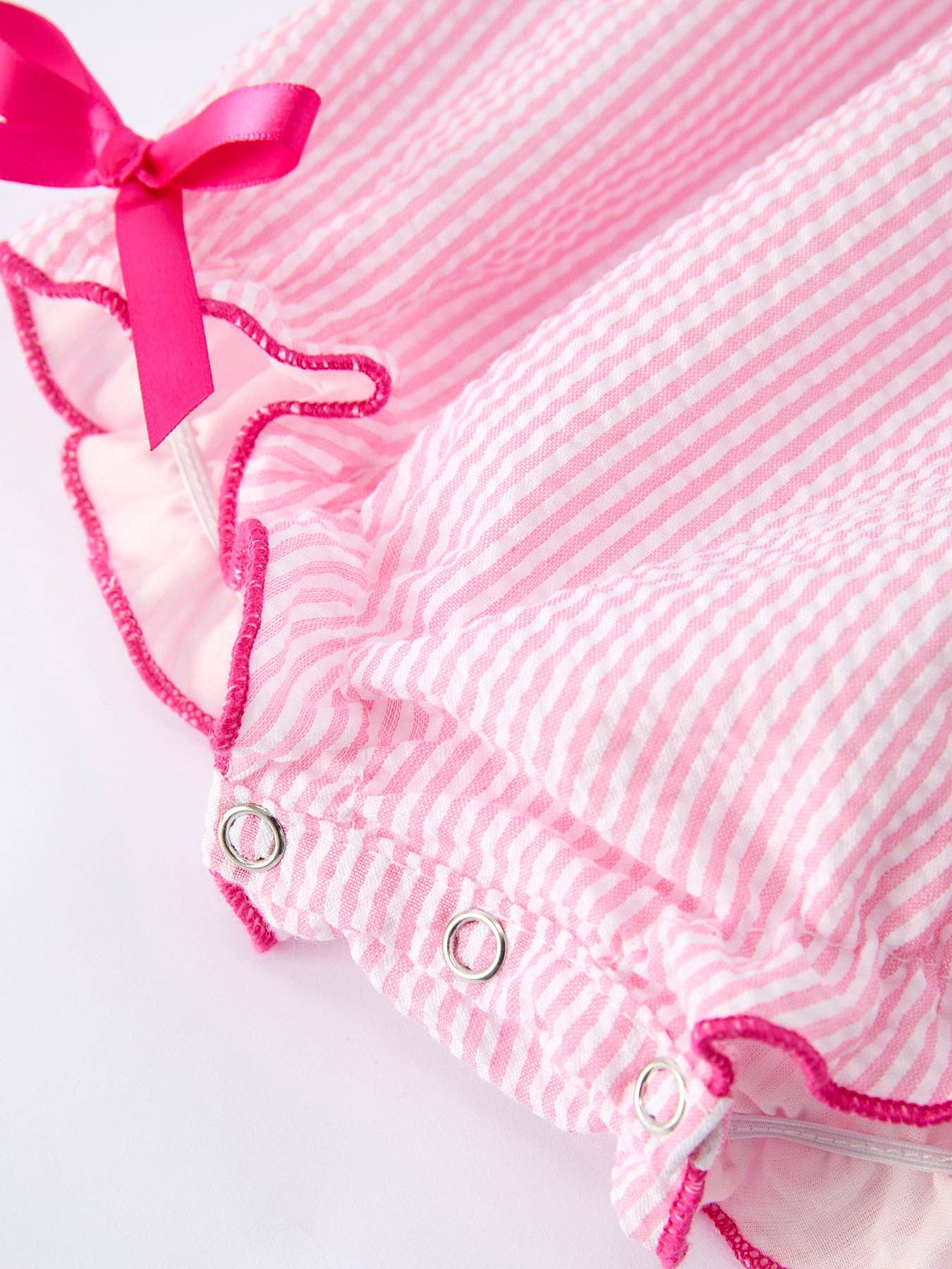 Strawberry Smocked Girl Romper Bow Ruffle Rylee Faith Designs