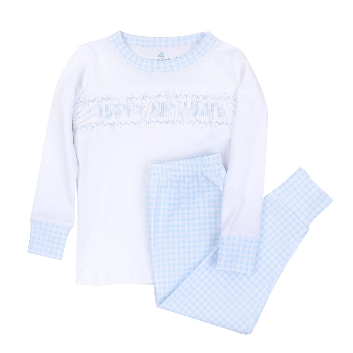 Birthday Classics Smocked Long Pajamas - Light Blue Magnolia Baby