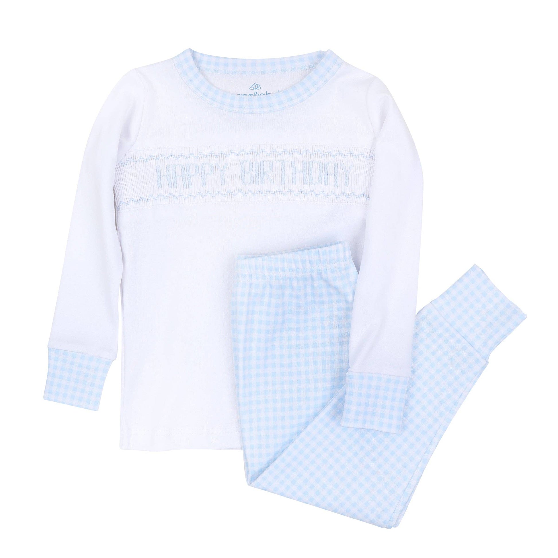 Birthday Classics Smocked Long Pajamas - Light Blue Magnolia Baby