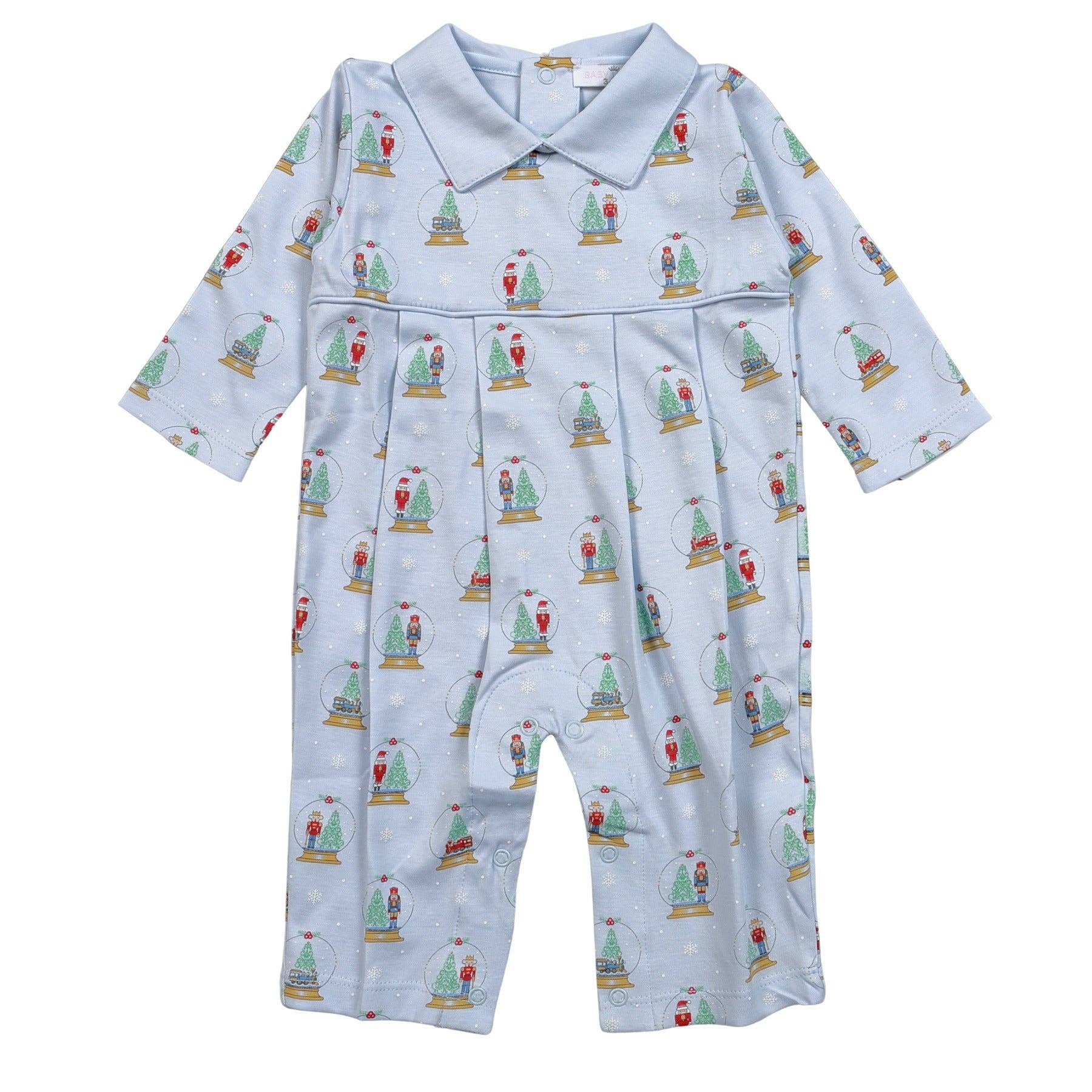 XSN-234 Blue Christmas Snow Globes Pima Romper Hug Me First