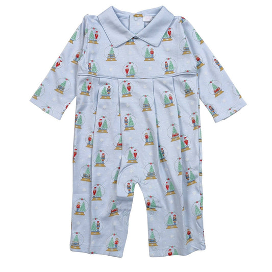 XSN-234 Blue Christmas Snow Globes Pima Romper Hug Me First
