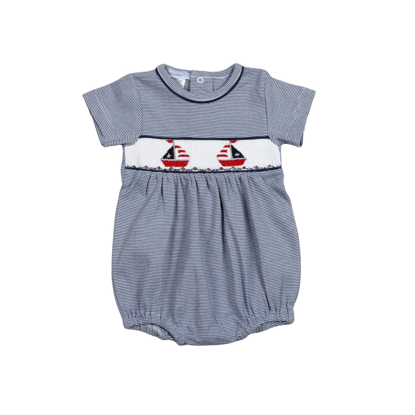UNI-930 Blue hand smocked Americana Pima bubble Hug Me First