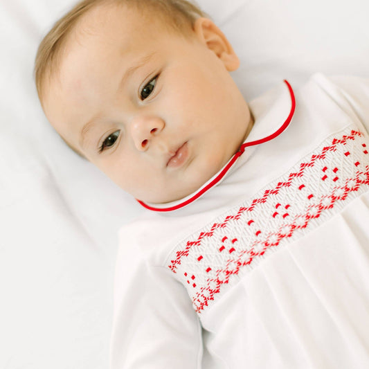Henry Smocked Long Sleeve Boy Bubble Magnolia Baby