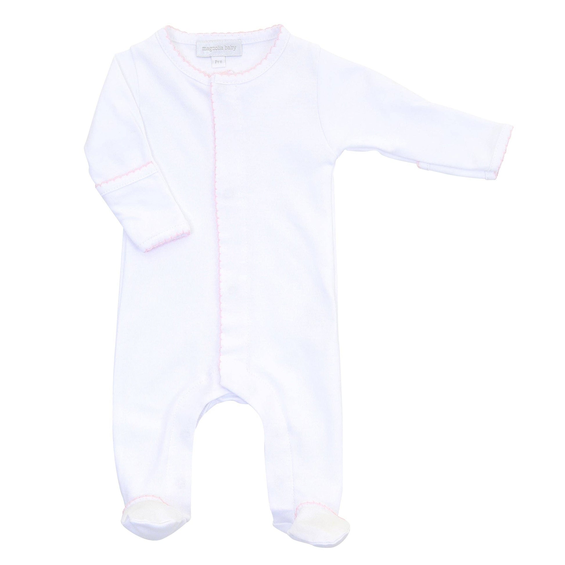 Solid Essentials White Pink Footie Magnolia Baby