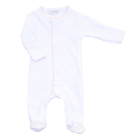 Solid Essentials White Pink Footie Magnolia Baby