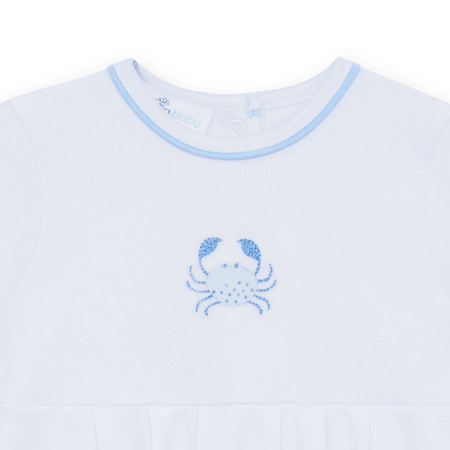 Little Crawlers Embroidered Bubble - Light Blue Magnolia Baby