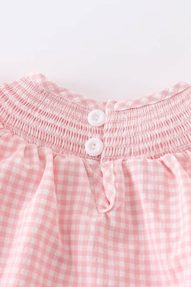 Strawberry Plaid Smocked Romper