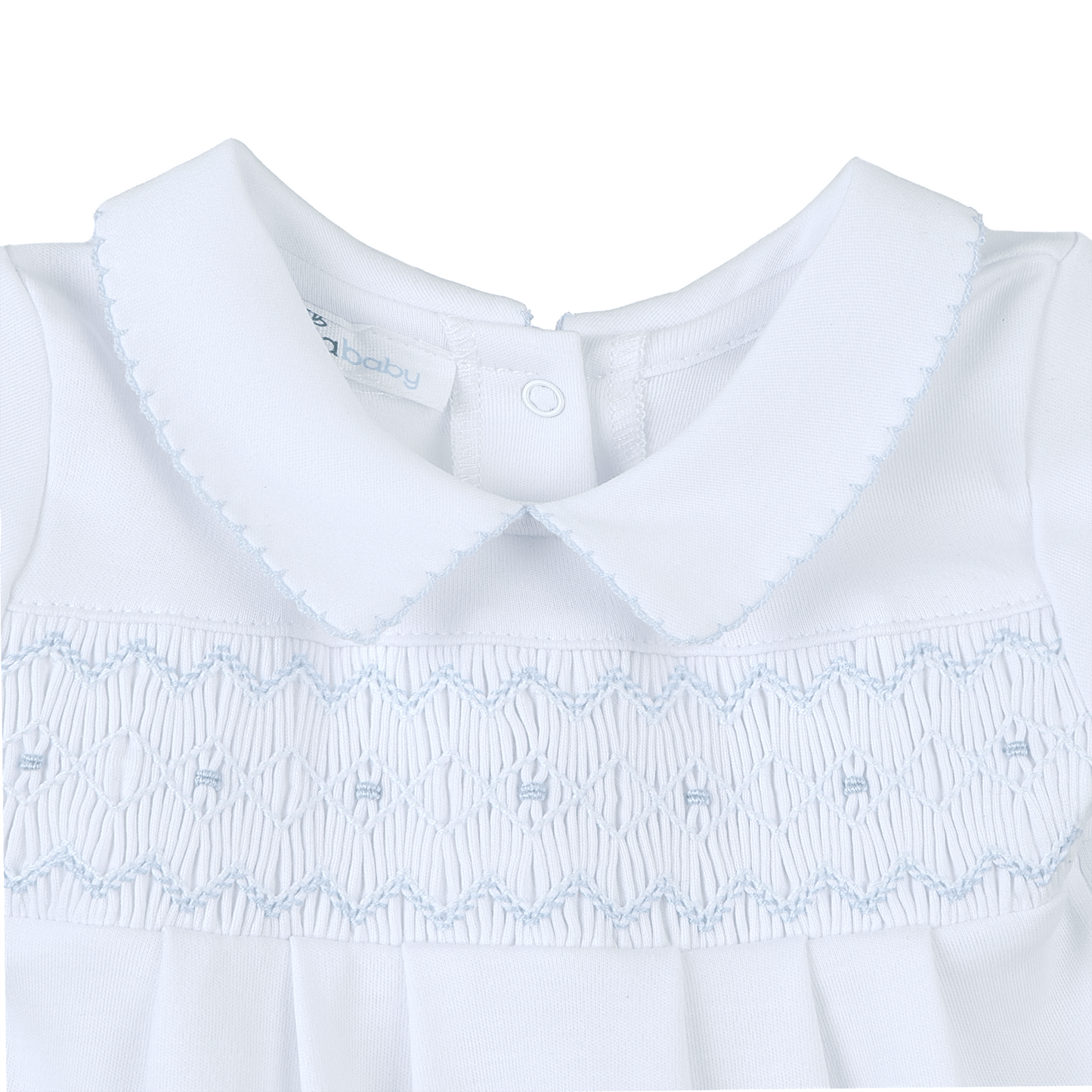 Landon's Classics Smocked Short Sleeve Bubble - Light Blue Magnolia Baby