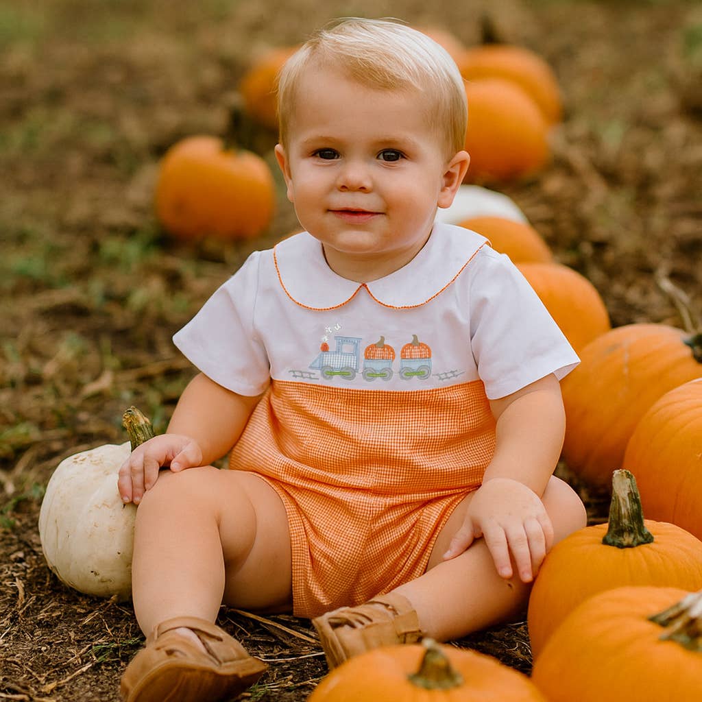 Pumpkin Train Applique Romper Petit Ami & Zubels